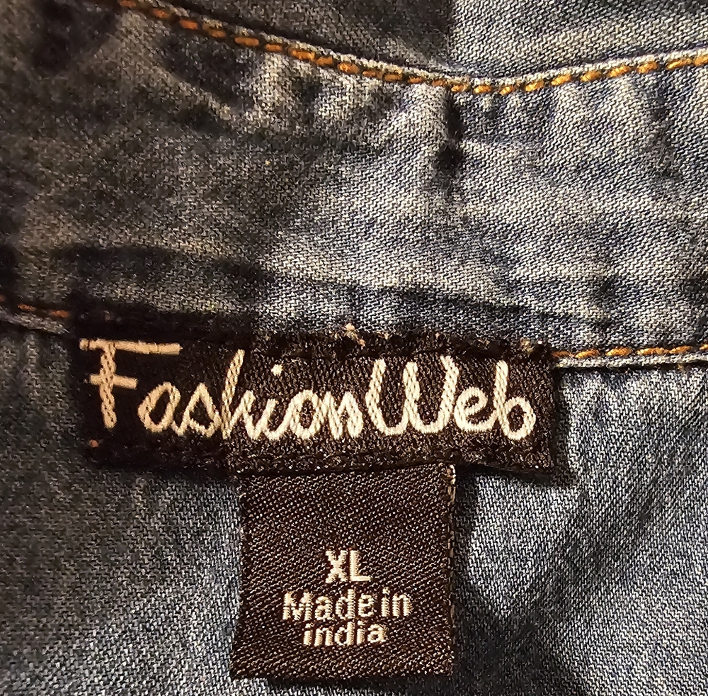 Fashion Web Casual Denim Long Sleeve Shirt With Rollup Tabs Size XL EUC - Picture 14 of 16